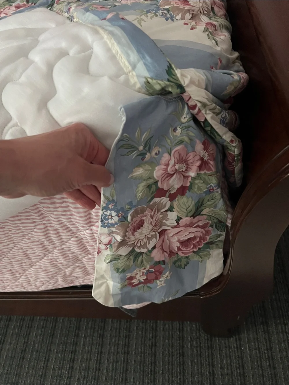 Ethan Allen Custom Bedding Shams Floral Strip Victorian Cottagecore Shabby Chic